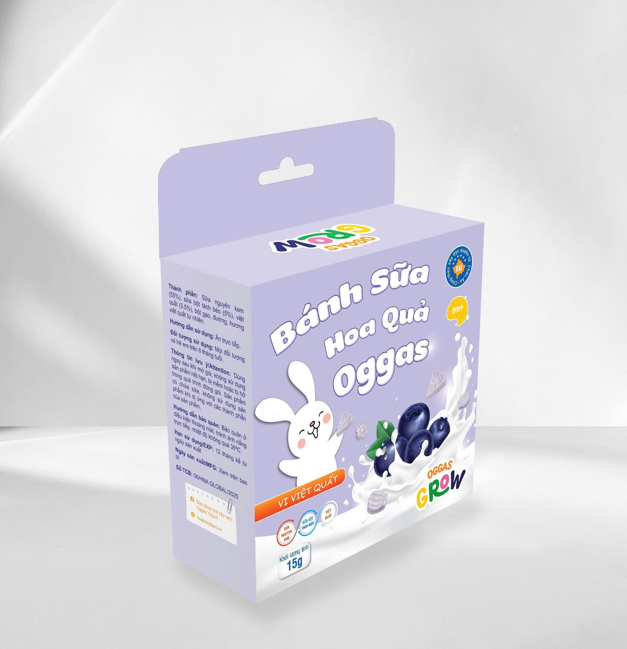Bánh sữa hoa quả  Oggas  - vị  Việt Quất